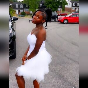 White feathered Tier dress